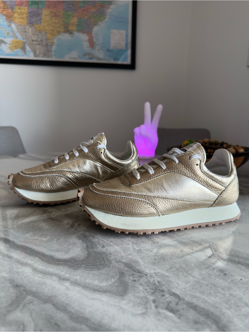 Comme des Garçons x Spalwart New Tempo Gold Leather Sneakers